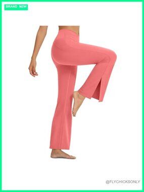 Wide Leg Yoga Pants High Waist Flare Leggings Side Split Tummy Control